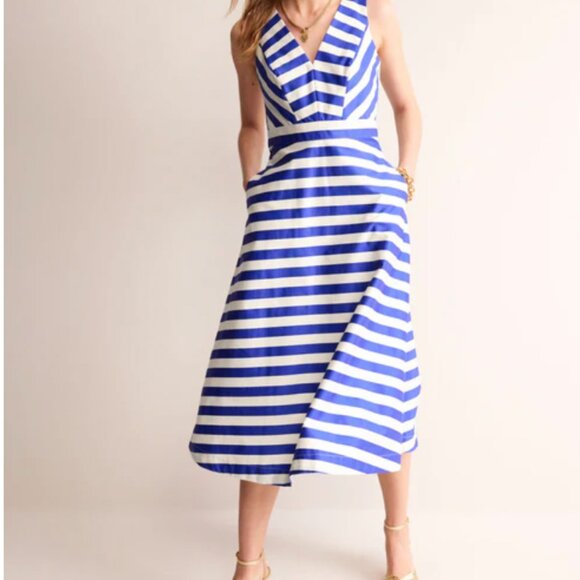 Boden Dresses & Skirts - Boden Women’s Panelled Bodice Surf the Web Stripe Midi Dress - Size 16